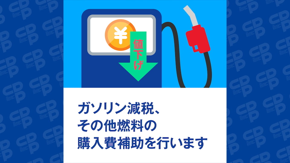 ガソリン減税、その他燃料の購入費補助による高騰対策