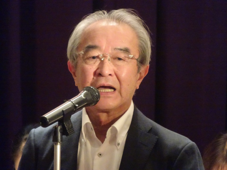 港湾労働者の職場環境の向上や、処遇改善に向けた活動へ、強い決意を述べる近藤代行 DSC01133.JPG