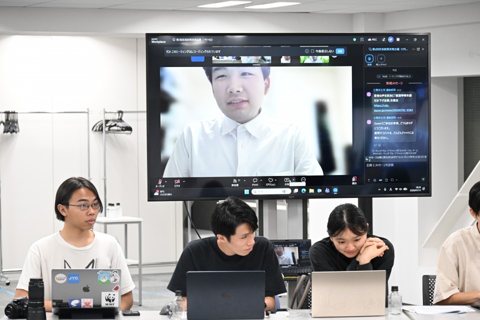 (モニター内)後藤道行 りっけんユース代表 モニター内が後藤道行りっけんユース代表