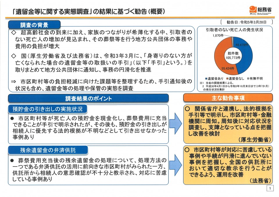 「慰留金等に関する実態調査」の結果に基づく勧告(概要)