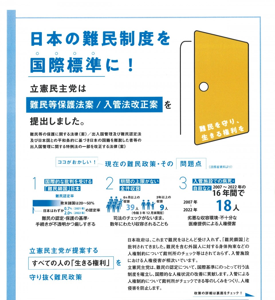 日本の難民制度を国際標準に！現在の難民政策・その問題点（難民等保護法案/入管法改正案）