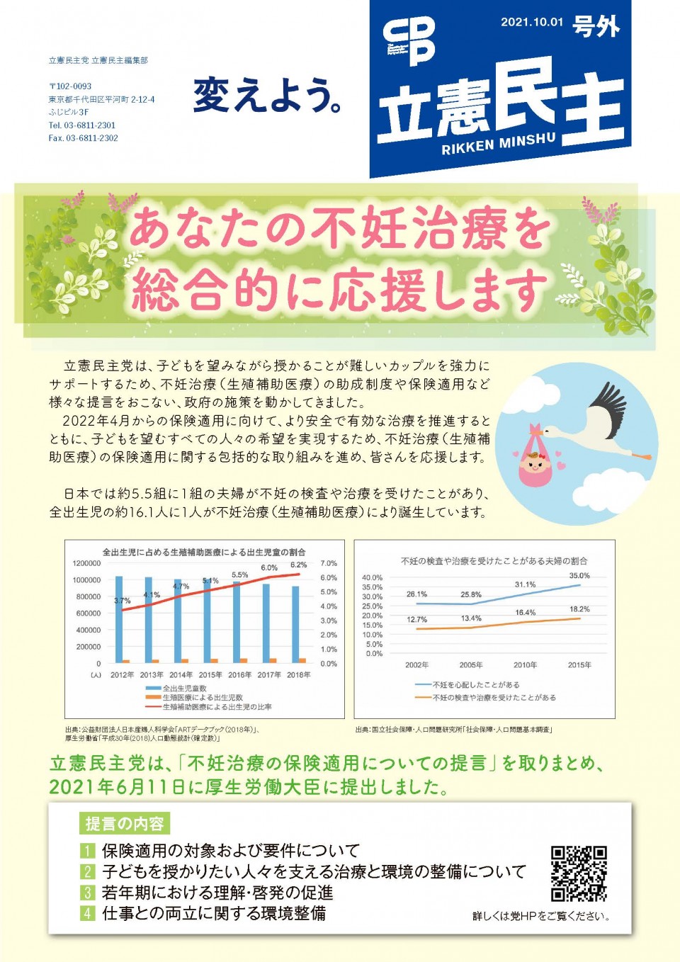立憲民主号外 不妊治療を総合的に応援します