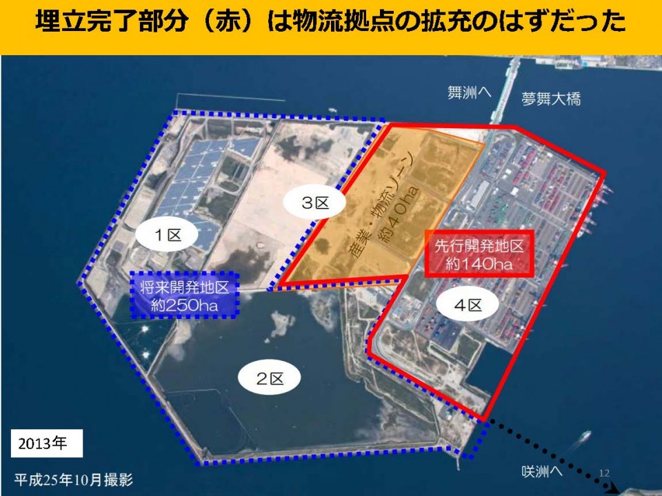 カジノ埋立完了部分(赤)は物流拠点の拡充のはずだった